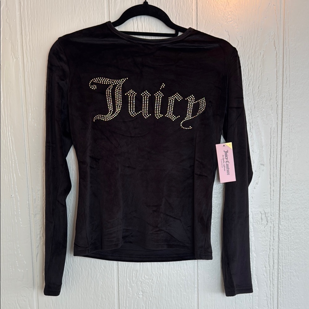 Juicy Couture Black Velvet Sleepwear Long Sleeve Shirt